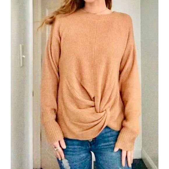 Aerie Offline Twisted Knot Front Sweater Tan Camel size M - Picture 1 of 11